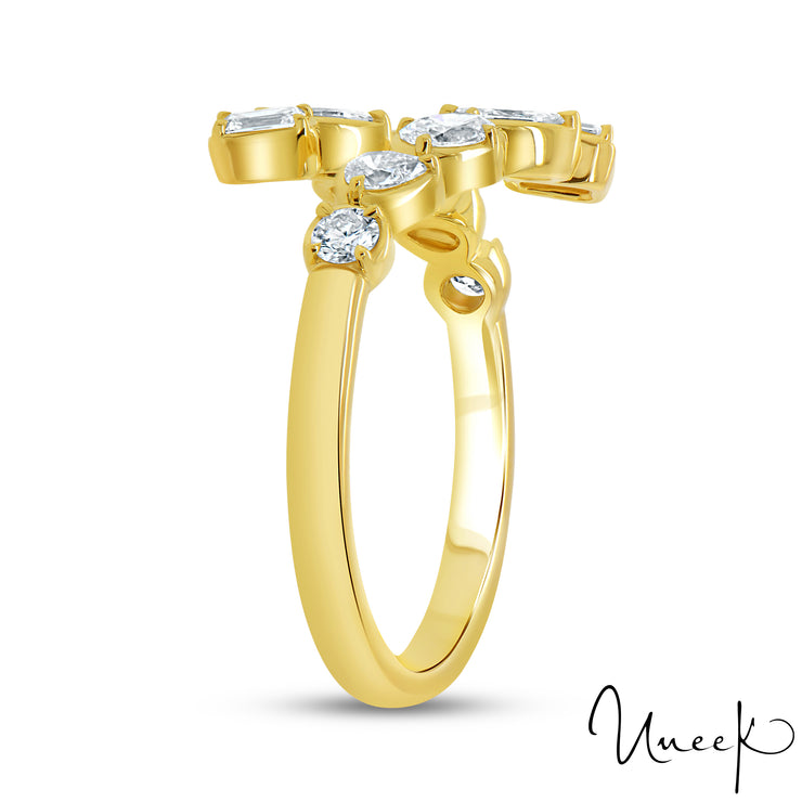 18k Yellow Gold 0.73ctw Bypass Diamond Ring