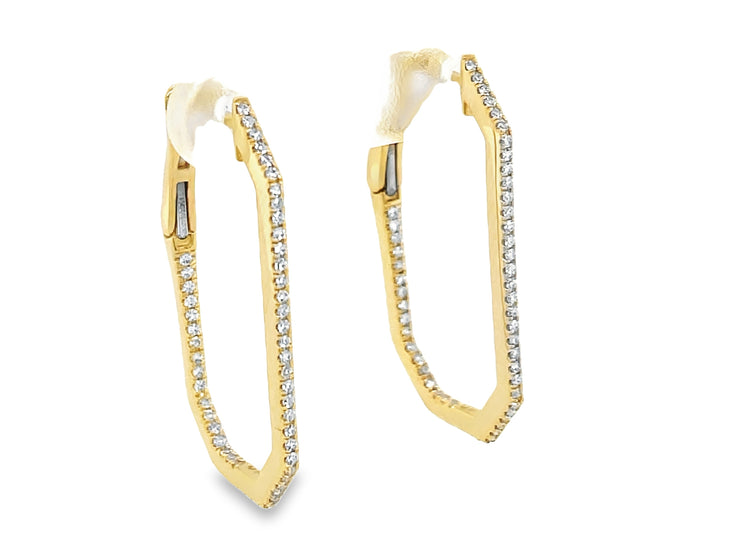 14k Yellow Gold 0.30ctw Hoop Diamond Earrings