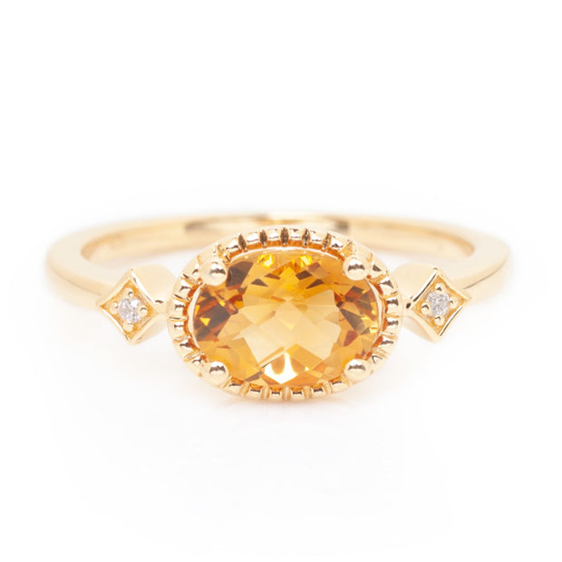 14k Yellow Gold Citrine Antique Ring
