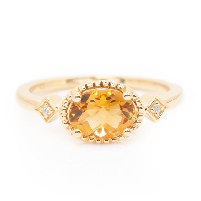 14k Yellow Gold Citrine Antique Ring