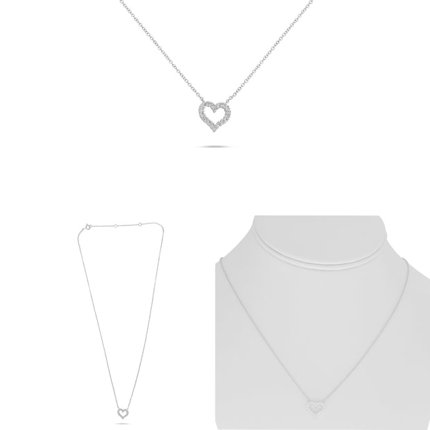 14k White Gold Fancy Link 0.25ctw Round Diamond Necklace