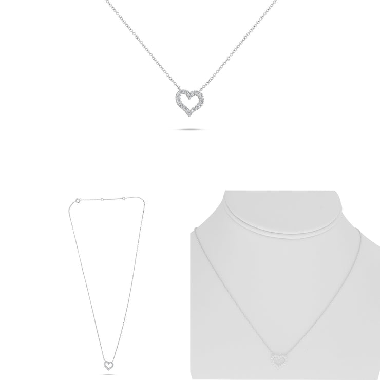 14k White Gold Fancy Link 0.25ctw Round Diamond Necklace