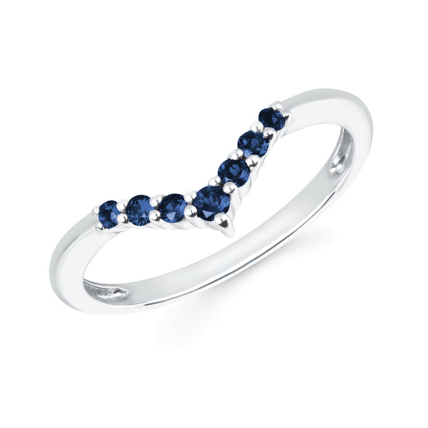 14k White Gold 0.11ctw Sapphire Chevron Ring