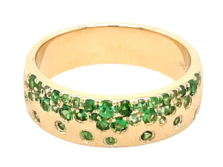 14k Yellow Gold 0.53ctw Tsavorite Garnet Cigar Band Ring (Confetti Collection)