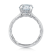 A. JAFFE 18k White Gold Hidden-Halo 0.08ctw Round Diamond Engagement Ring