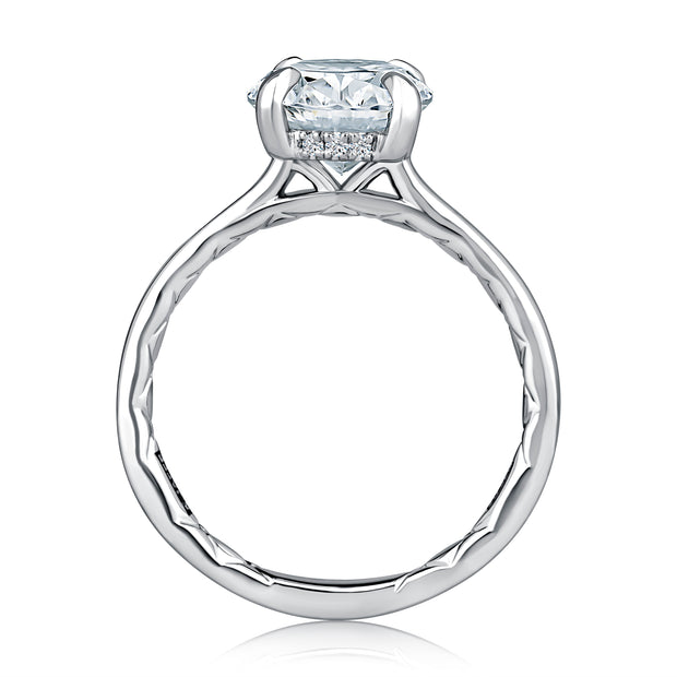 A. JAFFE 18k White Gold Hidden-Halo 0.08ctw Round Diamond Engagement Ring