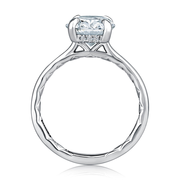 A. JAFFE 18k White Gold Hidden-Halo 0.08ctw Round Diamond Engagement Ring