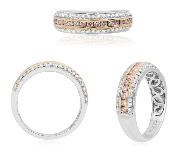 18k Two-Tone Channel Set 0.62ctw Round Diamond Anniversary Ring