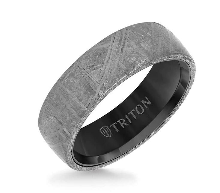 TRITON Mens Meteorite Wedding Band
