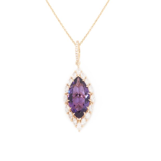 14k Yellow Gold 6.15ctw Amethyst Drop Pendant