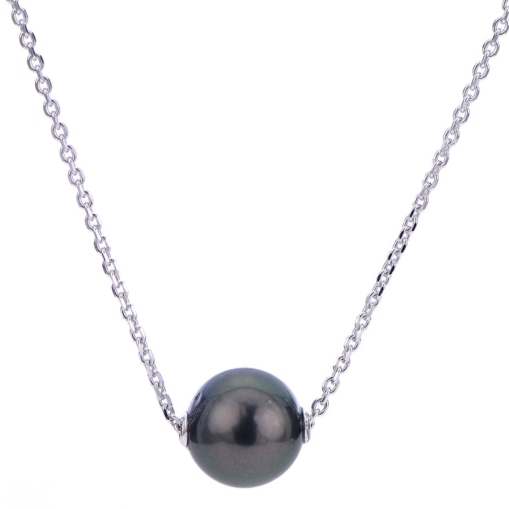 Sterling Silver 10mm Single Tahitian Pearl Necklace