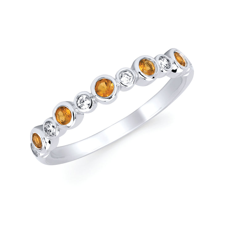 14k White Gold 0.034ctw Citrine Stackable Ring