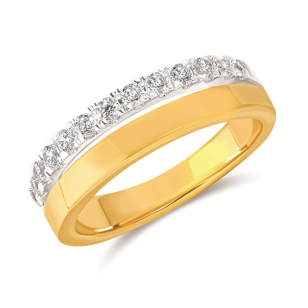 14k Yellow Gold Contemporary 0.38ctw Round Diamond Anniversary Ring