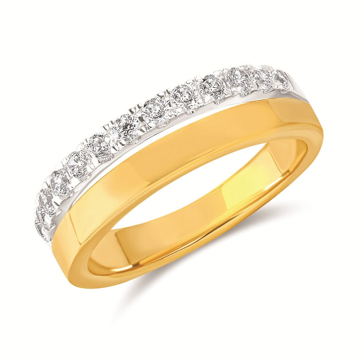 14k Yellow Gold Contemporary 0.38ctw Round Diamond Anniversary Ring