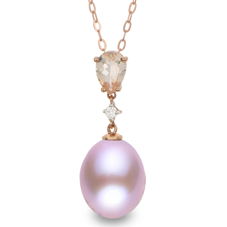 14k Rose Gold 10mm Pink Freshwater Cultured Pearl Fashion Necklace