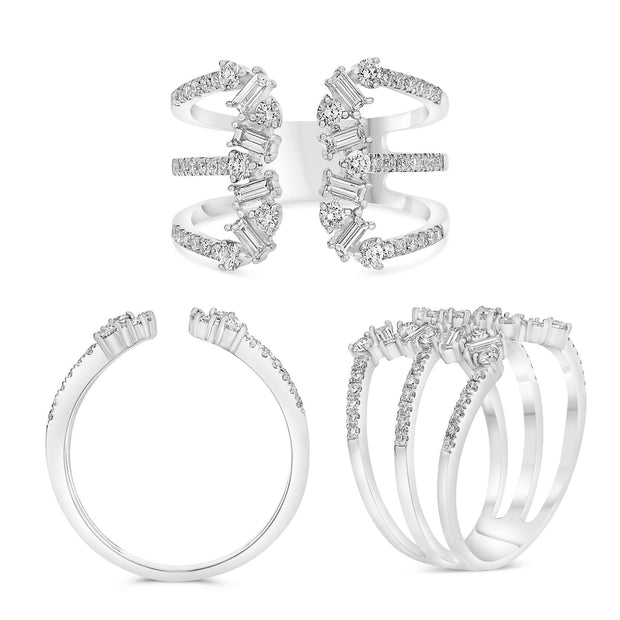 14k White Gold 0.70ctw Contemporary Diamond Ring