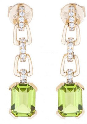 14k Yellow Gold Peridot 2.22ctw Drop Earrings