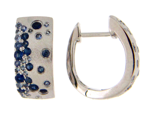 14k White Gold 0.84 Sapphire Huggie Earrings (Confetti Collection)