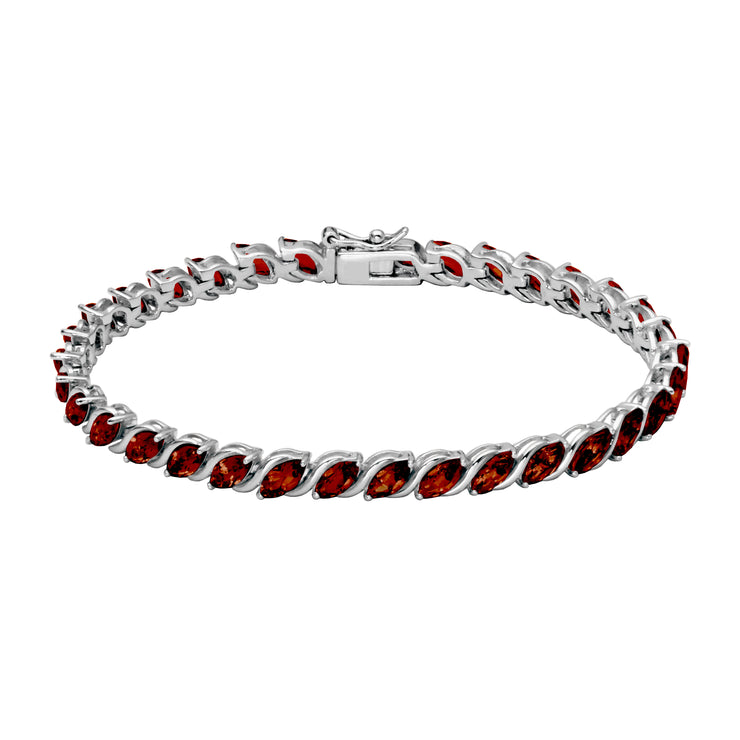 SAMUEL B. Sterling Silver White Gold Garnet Tennis Bracelet