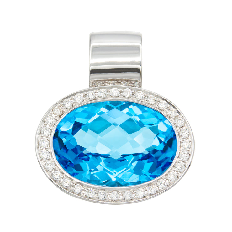 BELLARRI 14k White Gold 6.30ctw Blue Topaz Drop Pendant
