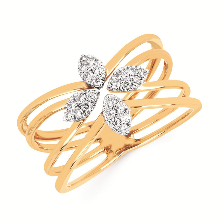 14k Yellow Gold 0.20ctw Contemporary Diamond Ring