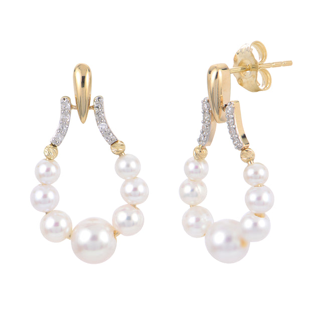 14k Yellow Gold Freshwater Pearl Drop Earrings