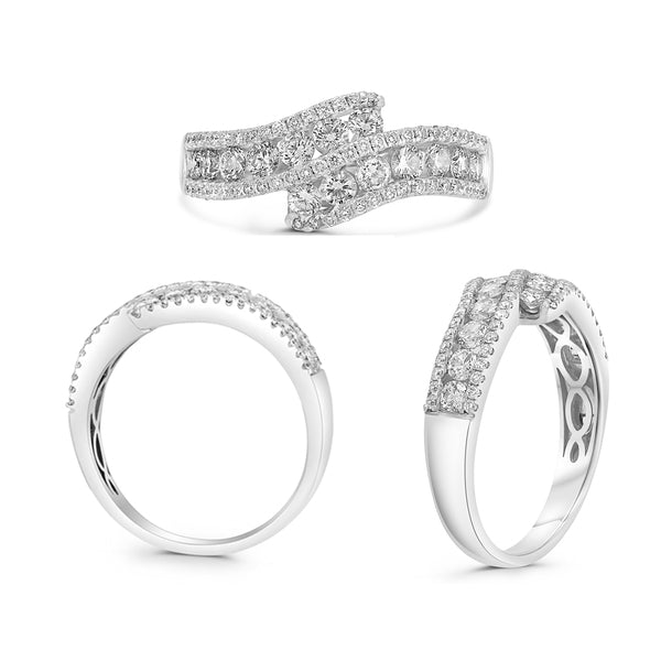 14k White Gold 1.07ctw Bypass Diamond Ring