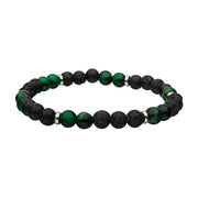Lava & Tiger Eye Green Beads Bracelet