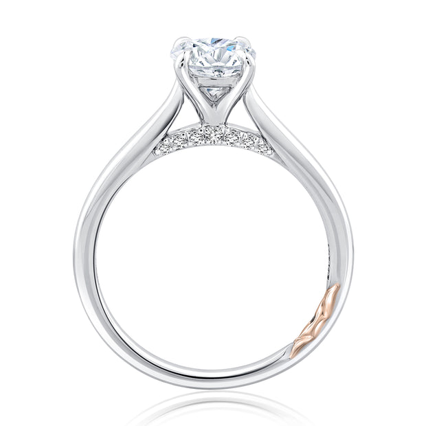 A. JAFFE 18k White Gold Solitaire 0.08ctw Oval Diamond Engagement Ring