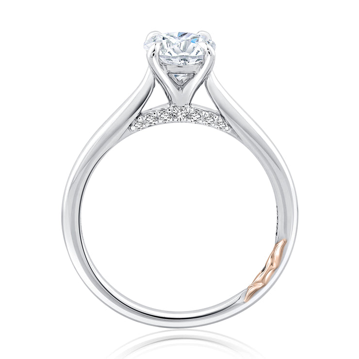 A. JAFFE 18k White Gold Solitaire 0.08ctw Oval Diamond Engagement Ring