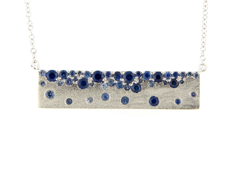 DILAMANI 14k White Gold 0.72ctw Sapphire Open Link Necklace