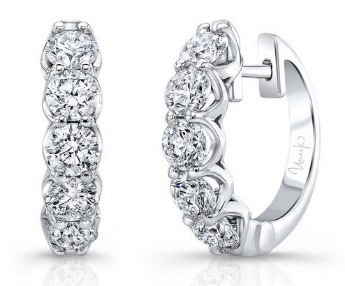 18k White Gold 2.07ctw DIAMOND HUGGIE Diamond Earrings