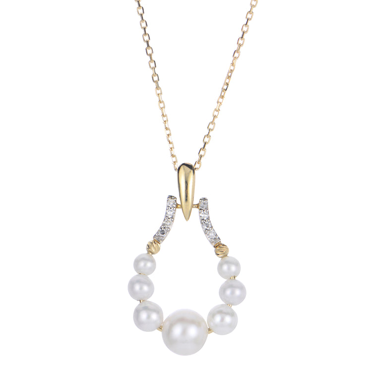 14k Yellow Gold Freshwater Cultured Pearl Fashion Necklace