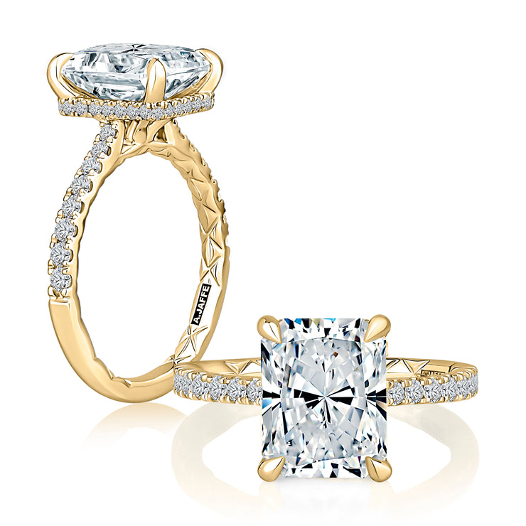 A. JAFFE 18k White Gold Hidden-Halo 0.38ctw Round Diamond Engagement Ring