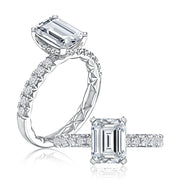 A. JAFFE 18k White Gold Hidden-Halo 0.38ctw Round Diamond Engagement Ring
