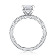 A. JAFFE 18k White Gold Hidden-Halo 0.38ctw Round Diamond Engagement Ring