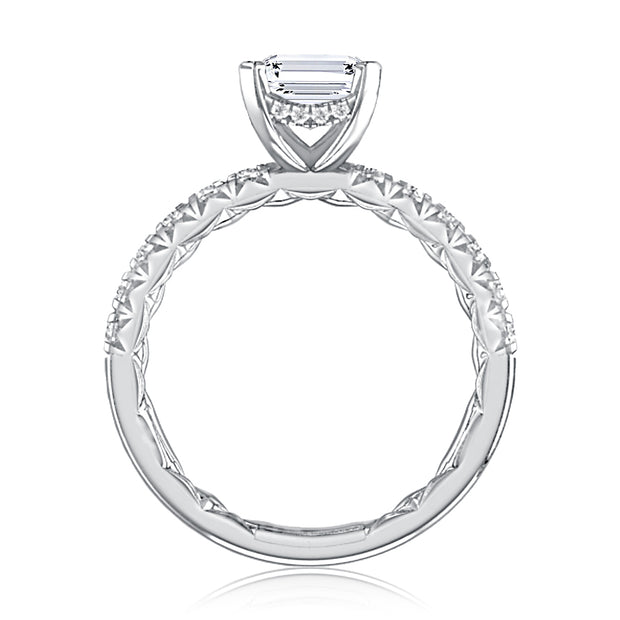 A. JAFFE 18k White Gold Hidden-Halo 0.38ctw Round Diamond Engagement Ring