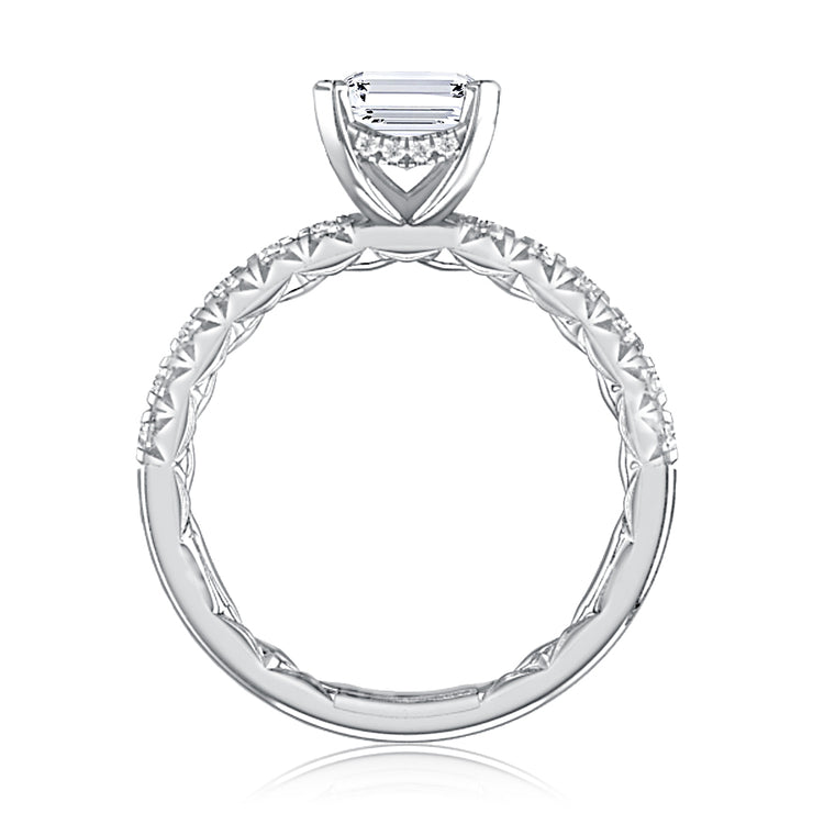 A. JAFFE 18k White Gold Hidden-Halo 0.38ctw Round Diamond Engagement Ring