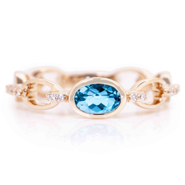 14k Yellow Gold 0.51ctw Blue Topaz Fashion Band Ring
