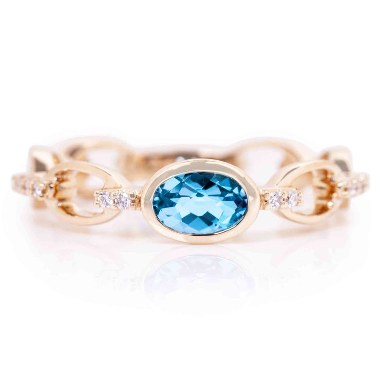14k Yellow Gold 0.51ctw Blue Topaz Fashion Band Ring