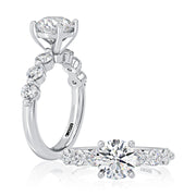 A. JAFFE 18k White Gold Accented 0.60ctw Round Diamond Engagement Ring