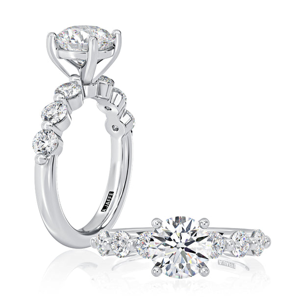A. JAFFE 18k White Gold Accented 0.60ctw Round Diamond Engagement Ring