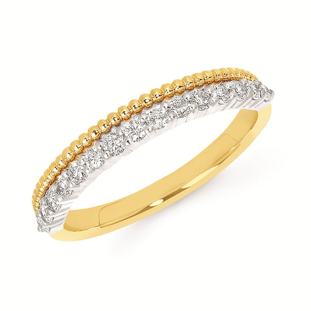 14k Yellow Gold Contemporary 0.33ctw Round Diamond Anniversary Ring