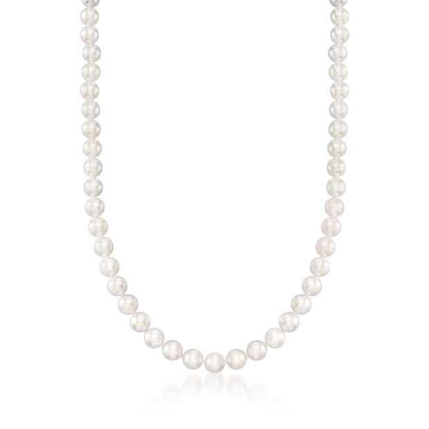 14k White Gold 6.5mm Akoya Pearl Strand Necklace