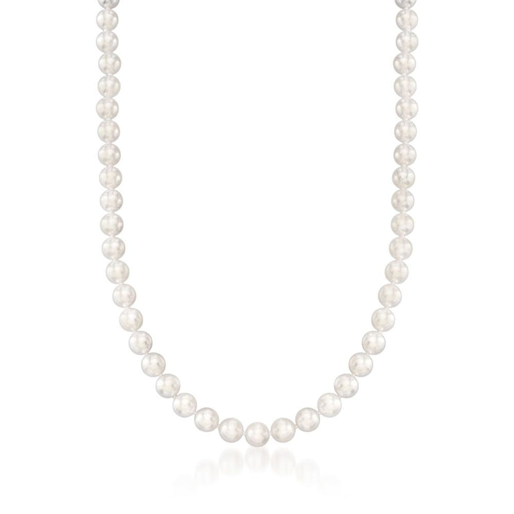 14k White Gold 6.5mm Akoya Pearl Strand Necklace