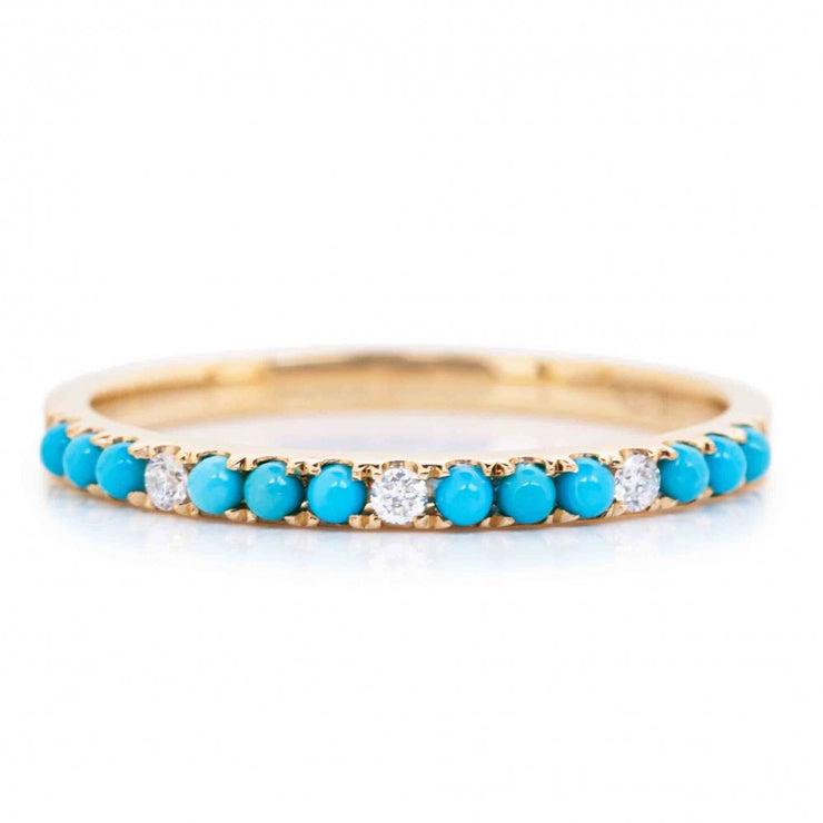 14k Yellow Gold 0.22ctw Turquoise Stackable Ring