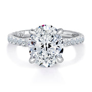 A. JAFFE 18k White Gold Hidden-Halo 0.71ctw Round Diamond Engagement Ring