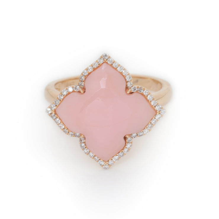 14k Yellow Gold 3.58ctw Pink Opal Halo Ring