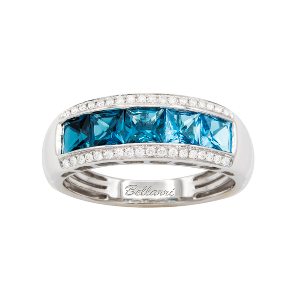 BELLARRI 14k White Gold 2.15ctw Blue Topaz Fashion Band Ring