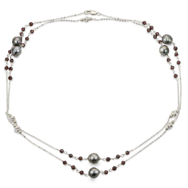 Sterling Silver Tahitian Baroque Pearl Opera Length Necklace